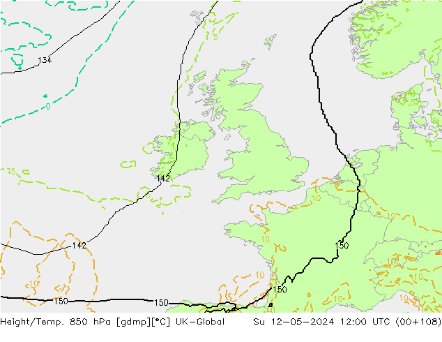 Height/Temp. 850 hPa UK-Global Su 12.05.2024 12 UTC