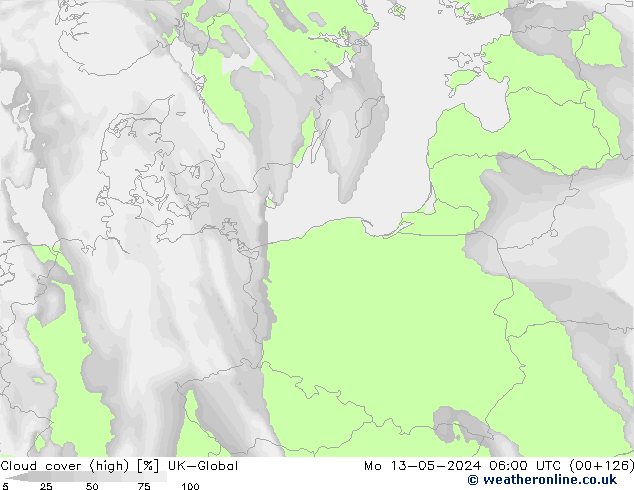 Nuages (élevé) UK-Global lun 13.05.2024 06 UTC