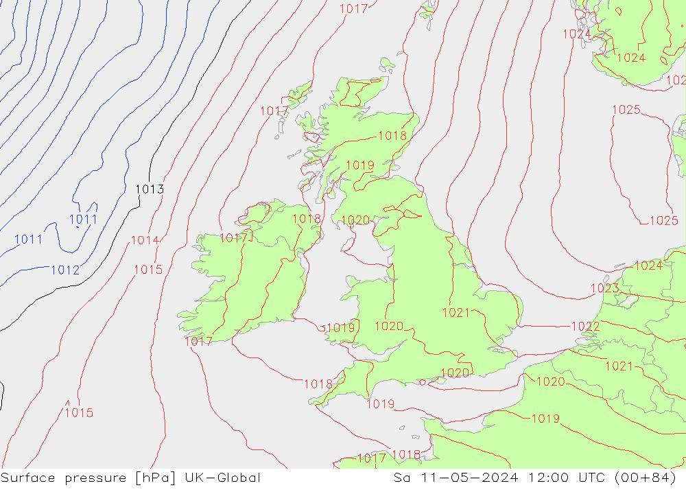 pressão do solo UK-Global Sáb 11.05.2024 12 UTC