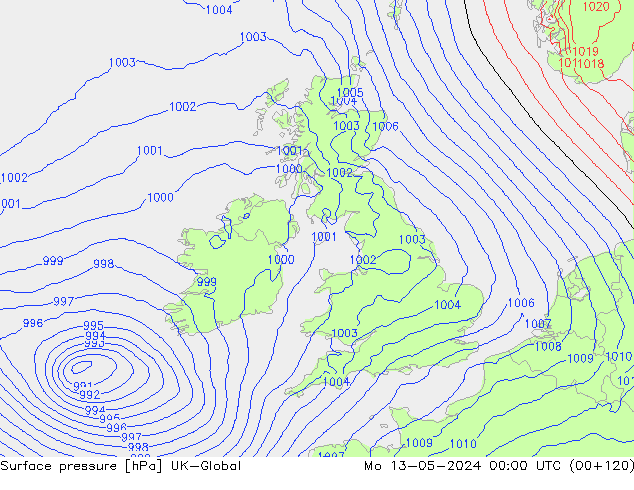 ciśnienie UK-Global pon. 13.05.2024 00 UTC
