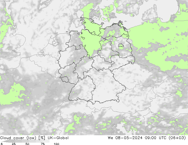 nízká oblaka UK-Global St 08.05.2024 09 UTC