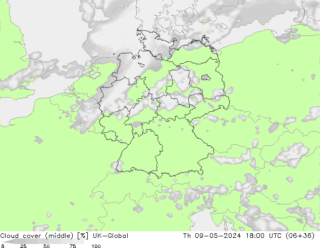 Wolken (mittel) UK-Global Do 09.05.2024 18 UTC