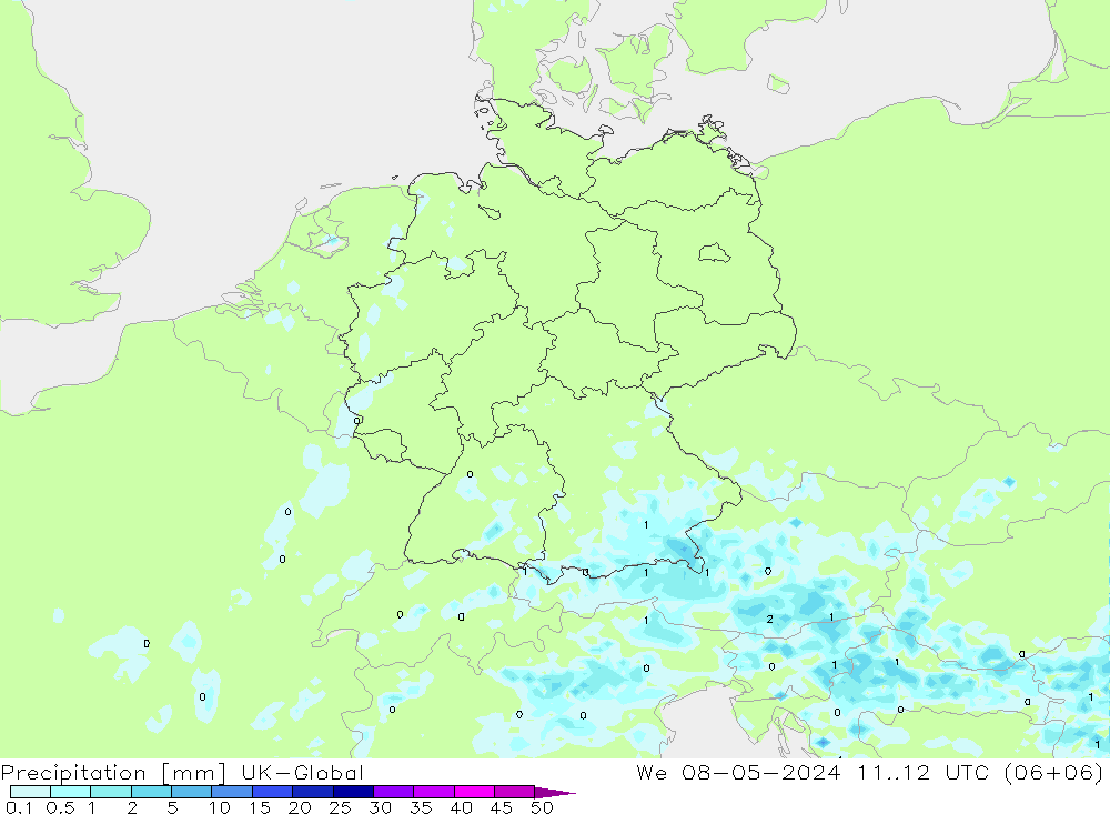 降水 UK-Global 星期三 08.05.2024 12 UTC