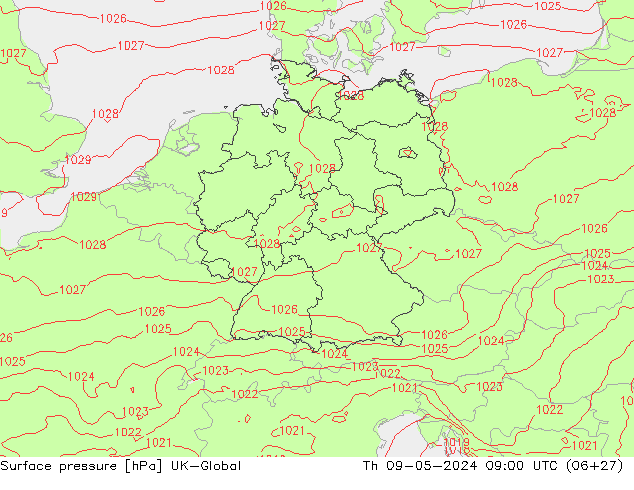 приземное давление UK-Global чт 09.05.2024 09 UTC