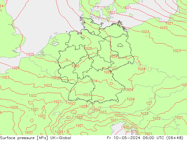 Luchtdruk (Grond) UK-Global vr 10.05.2024 06 UTC