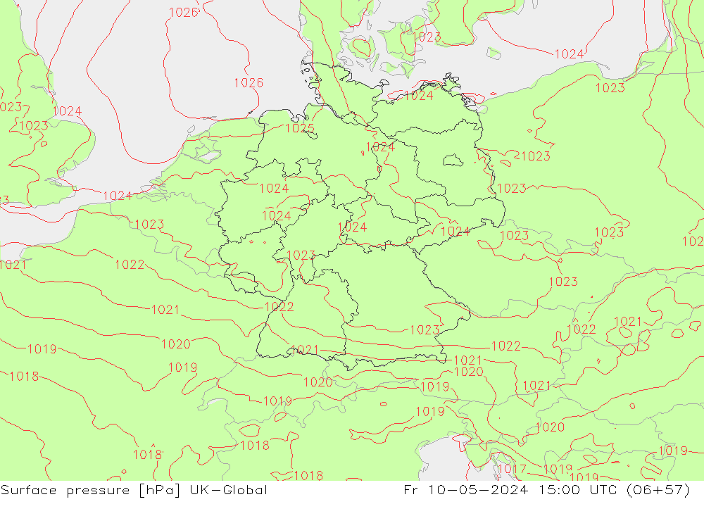 Surface pressure UK-Global Fr 10.05.2024 15 UTC