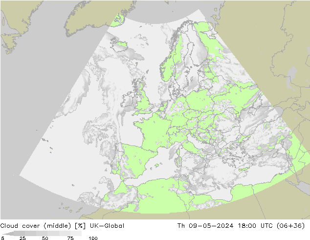 Cloud cover (middle) UK-Global Th 09.05.2024 18 UTC