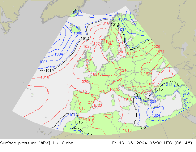 Surface pressure UK-Global Fr 10.05.2024 06 UTC