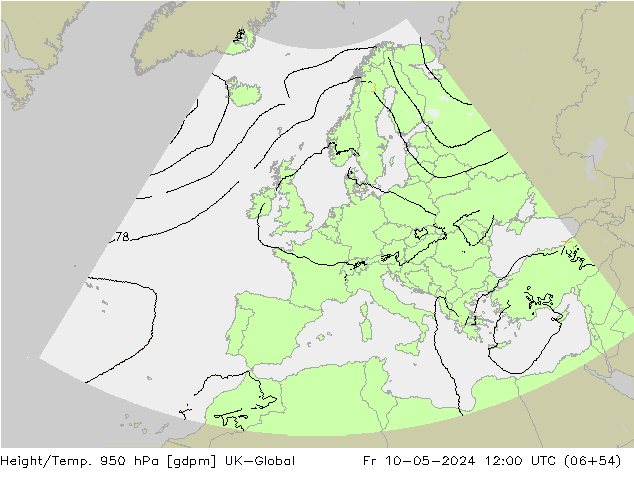 Yükseklik/Sıc. 950 hPa UK-Global Cu 10.05.2024 12 UTC