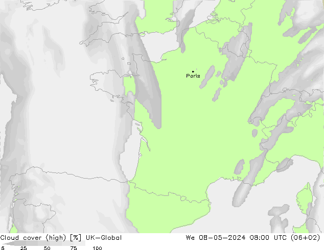 Wolken (hohe) UK-Global Mi 08.05.2024 08 UTC