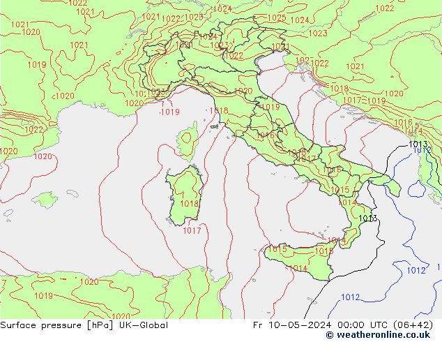 Luchtdruk (Grond) UK-Global vr 10.05.2024 00 UTC