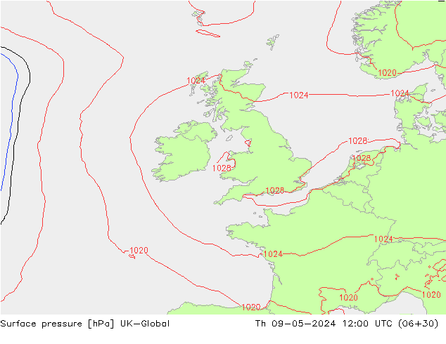 pressão do solo UK-Global Qui 09.05.2024 12 UTC