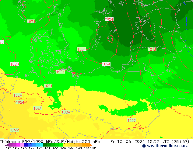 Thck 850-1000 hPa UK-Global Fr 10.05.2024 15 UTC