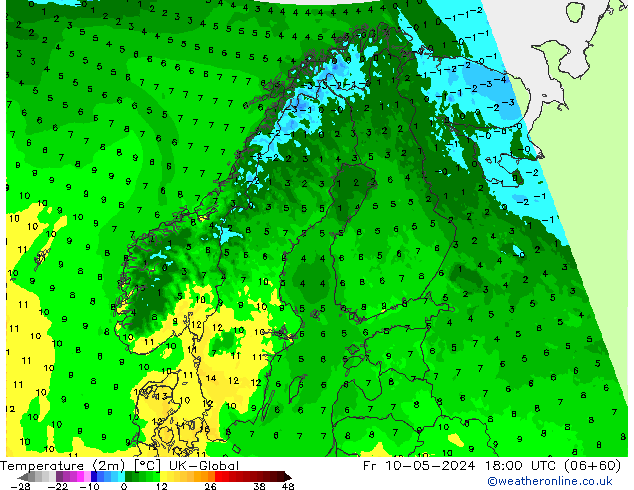 Temperatura (2m) UK-Global Sex 10.05.2024 18 UTC