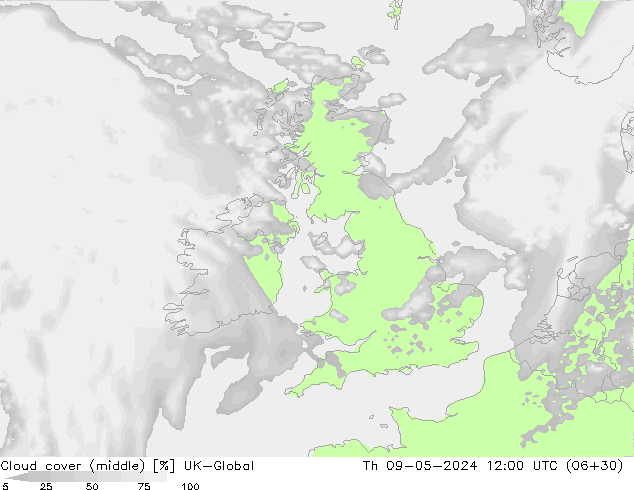 Nubes medias UK-Global jue 09.05.2024 12 UTC