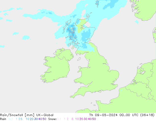 Regen/Sneeuwval UK-Global do 09.05.2024 00 UTC