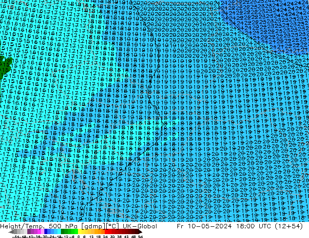 Height/Temp. 500 hPa UK-Global Fr 10.05.2024 18 UTC