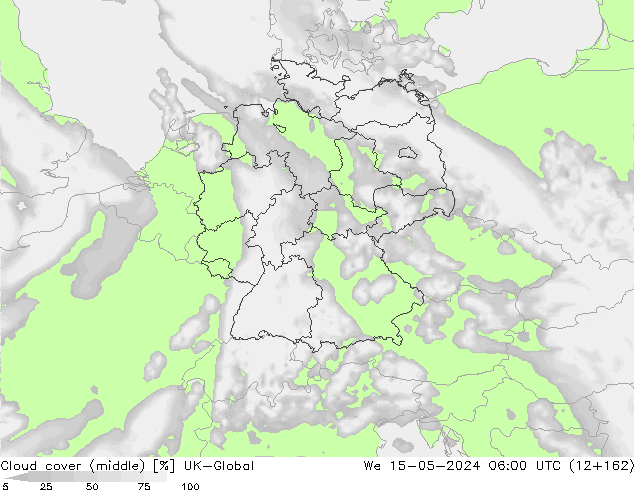 Cloud cover (middle) UK-Global We 15.05.2024 06 UTC
