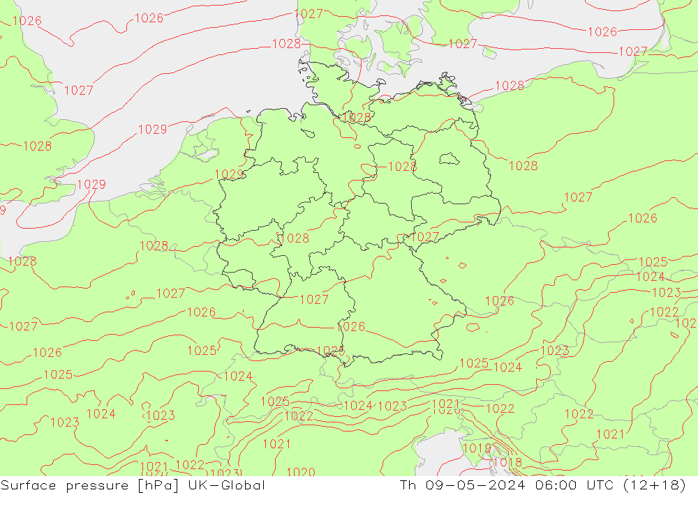 pression de l'air UK-Global jeu 09.05.2024 06 UTC