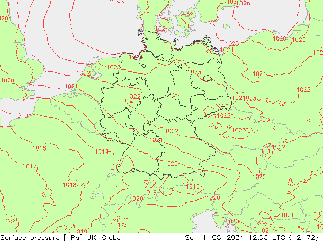 приземное давление UK-Global сб 11.05.2024 12 UTC