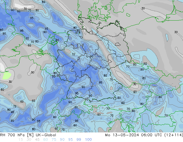 700 hPa Nispi Nem UK-Global Pzt 13.05.2024 06 UTC