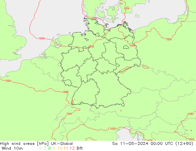 Windvelden UK-Global za 11.05.2024 00 UTC