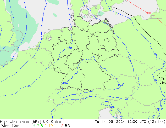 High wind areas UK-Global Tu 14.05.2024 12 UTC