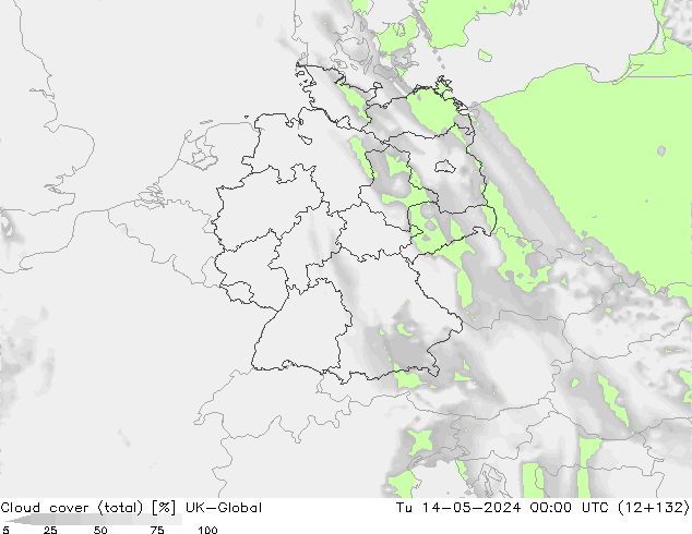 Nubes (total) UK-Global mar 14.05.2024 00 UTC