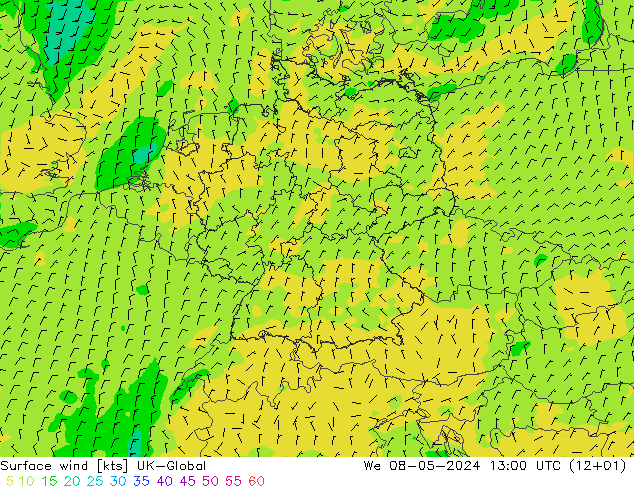 Bodenwind UK-Global Mi 08.05.2024 13 UTC