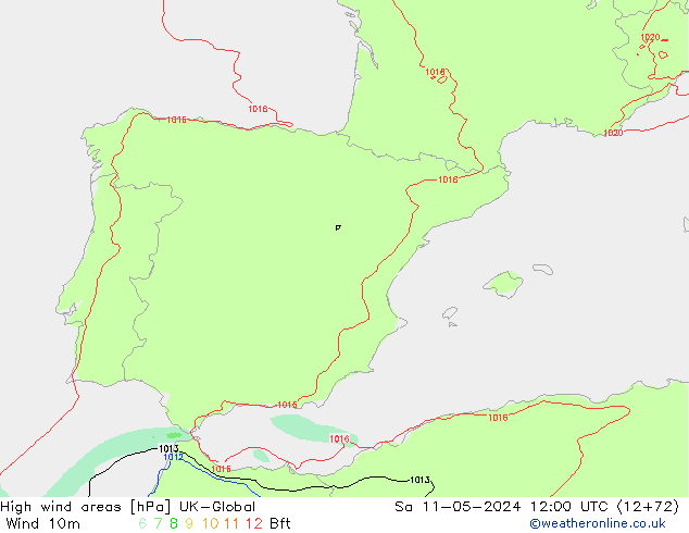 High wind areas UK-Global  11.05.2024 12 UTC