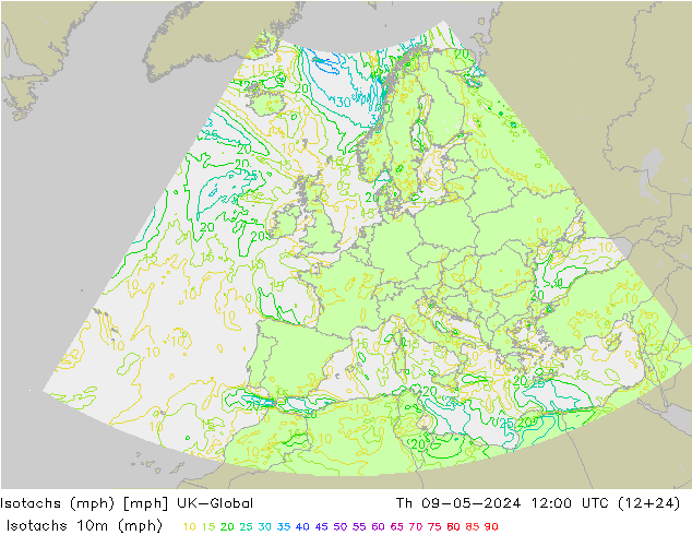 Isotachen (mph) UK-Global Do 09.05.2024 12 UTC