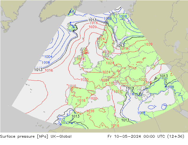 Atmosférický tlak UK-Global Pá 10.05.2024 00 UTC