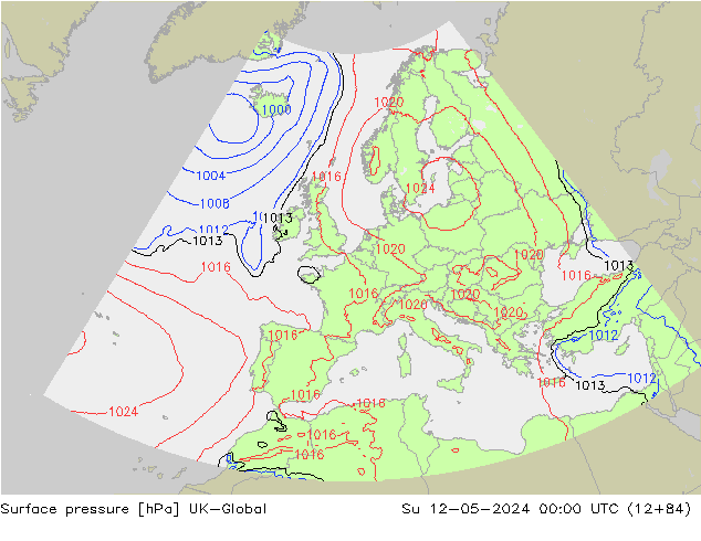 Surface pressure UK-Global Su 12.05.2024 00 UTC