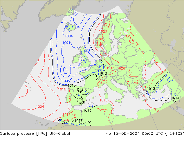 Yer basıncı UK-Global Pzt 13.05.2024 00 UTC