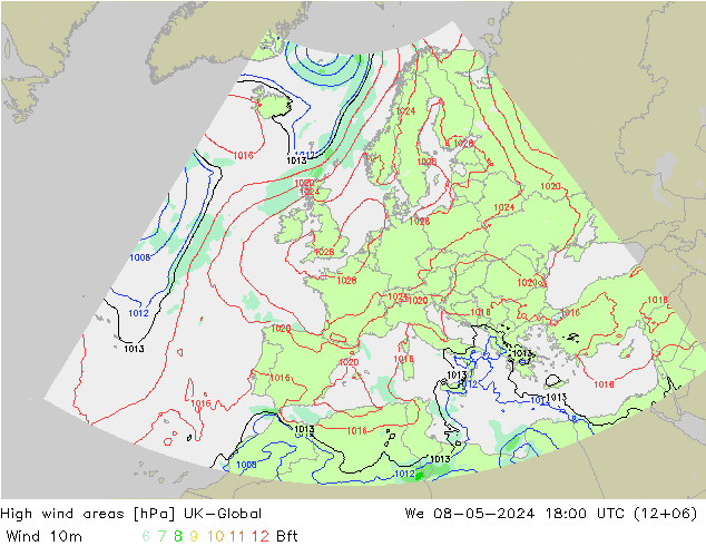High wind areas UK-Global mié 08.05.2024 18 UTC