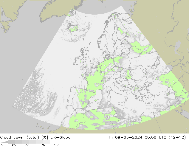 zachmurzenie (suma) UK-Global czw. 09.05.2024 00 UTC