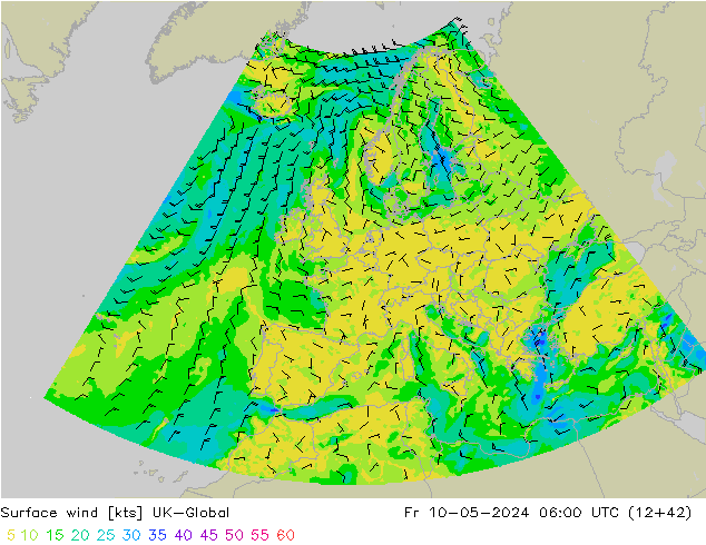 Rüzgar 10 m UK-Global Cu 10.05.2024 06 UTC