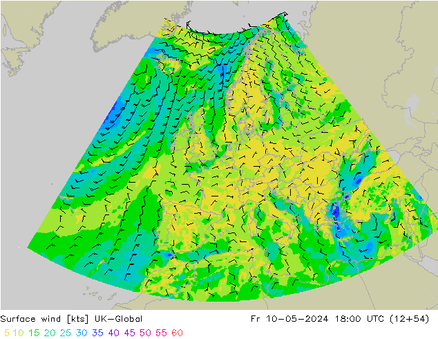 wiatr 10 m UK-Global pt. 10.05.2024 18 UTC