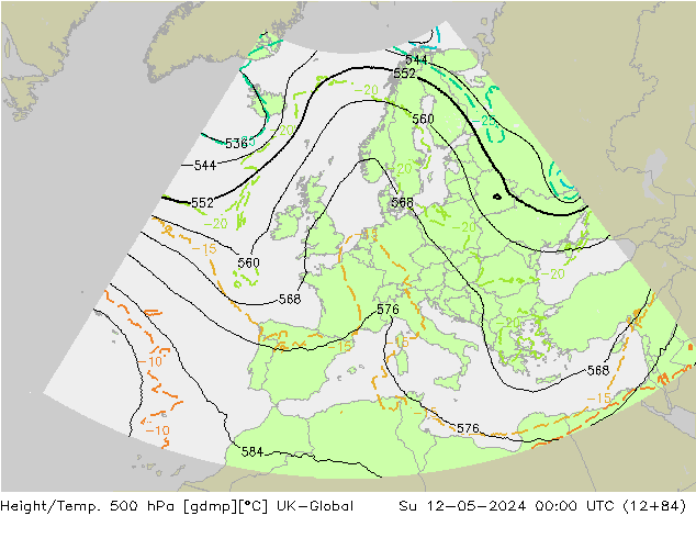 Height/Temp. 500 гПа UK-Global Вс 12.05.2024 00 UTC