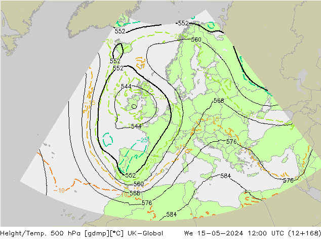 Height/Temp. 500 hPa UK-Global 星期三 15.05.2024 12 UTC