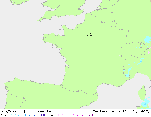 Regen/Schneefall UK-Global Do 09.05.2024 00 UTC