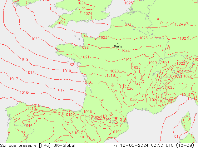 pression de l'air UK-Global ven 10.05.2024 03 UTC