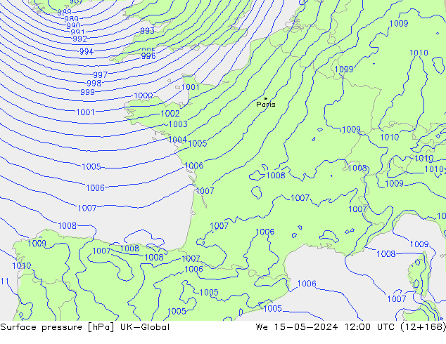 Surface pressure UK-Global We 15.05.2024 12 UTC