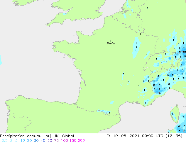 Precipitation accum. UK-Global Sex 10.05.2024 00 UTC