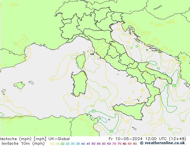 Isotachs (mph) UK-Global Fr 10.05.2024 12 UTC