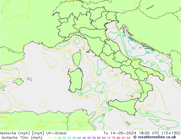 Eşrüzgar Hızları mph UK-Global Sa 14.05.2024 18 UTC