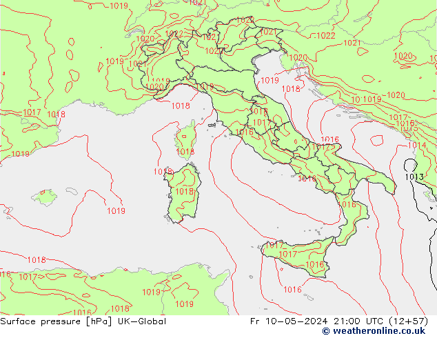 Surface pressure UK-Global Fr 10.05.2024 21 UTC