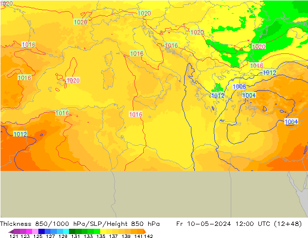 Thck 850-1000 hPa UK-Global Pá 10.05.2024 12 UTC