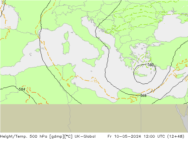 Height/Temp. 500 hPa UK-Global Fr 10.05.2024 12 UTC