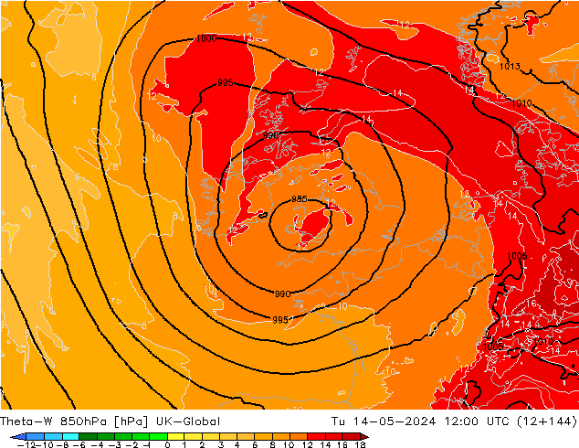 Theta-W 850hPa UK-Global Sa 14.05.2024 12 UTC